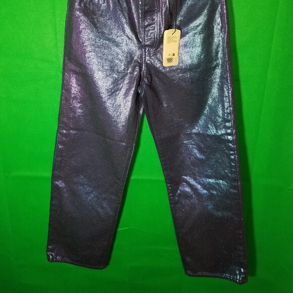 Levi's Size 26 Premium Ribcage Straight Ankle Candy Purple Iridescent Jeans NWT - Picture 3 of 12